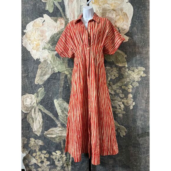 New Anthropologie The Tobie Button-Front Pleated Shirt Dress by Exquise Size M - Picture 5 of 10